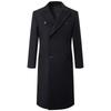 Outono e inverno espessado acolchoado extra longo joelho casaco de lã masculino trespassado fino trench coat