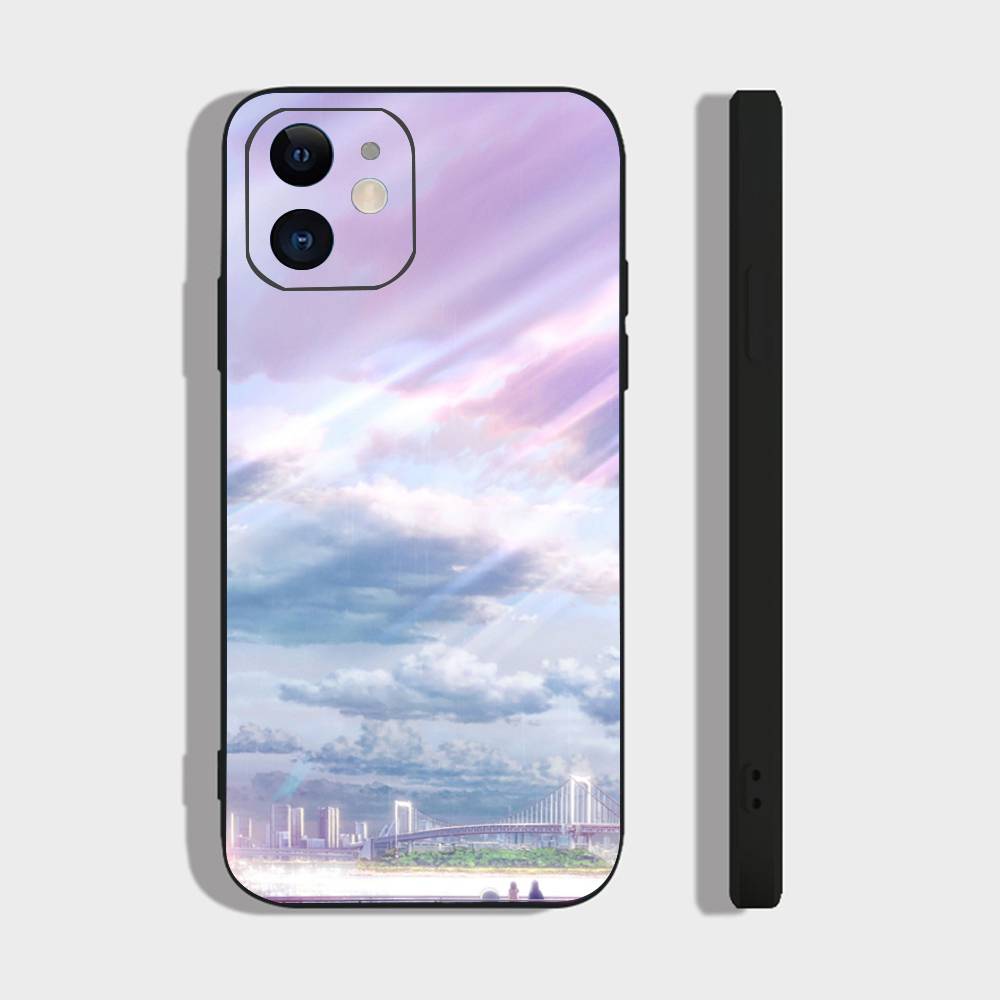 

W-Weathering With You Animation Phone Case For IPhone 17 Air 16 15 14 13 Pro Max 11 12 Black Silicone Cover IPHONE 16PLUS