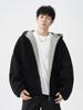 Men's Heavyweight Double Zipper Hooded Sweatshirt Jacket - Cool, Thickened Autumn Winter Color Block Casual Cardigan