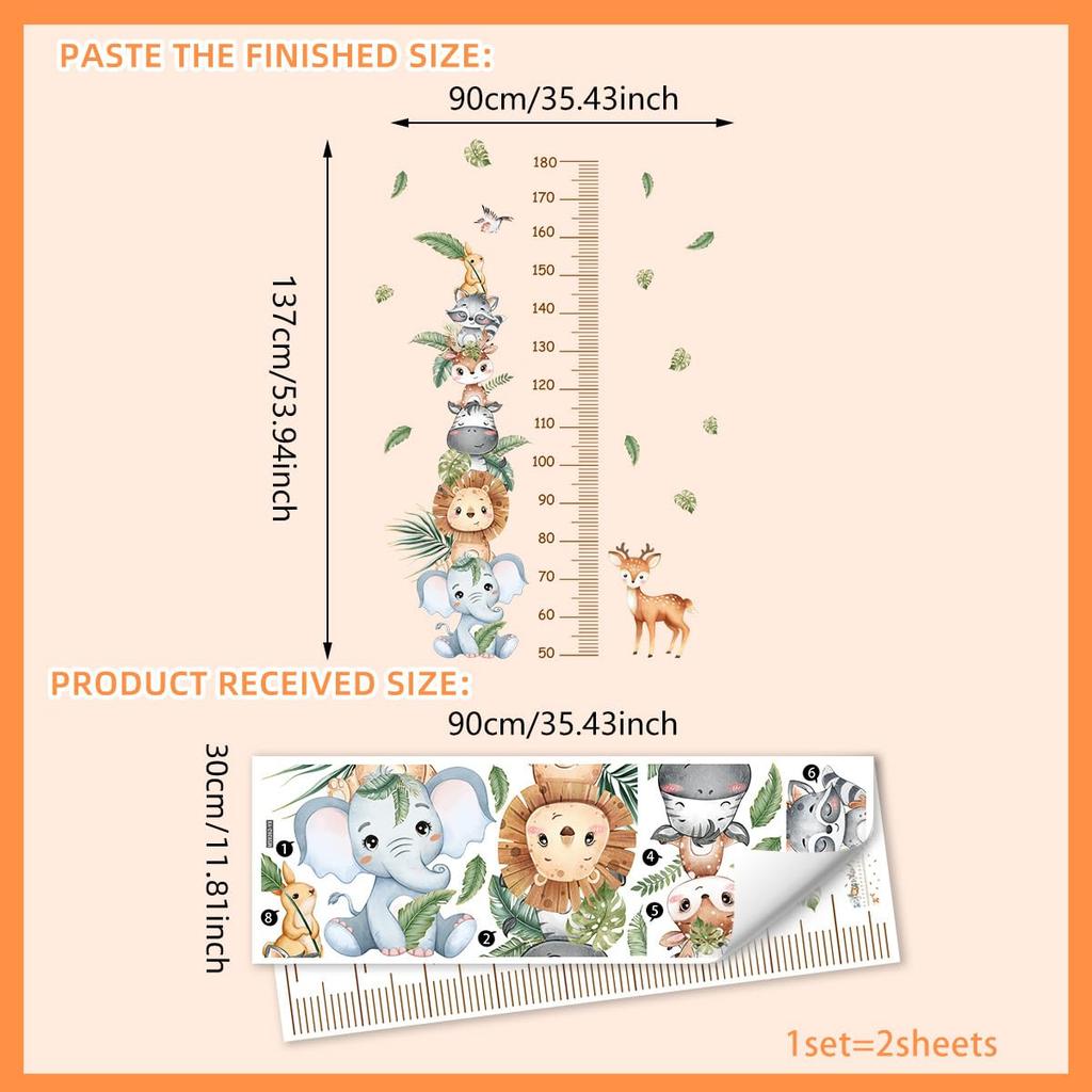 Ύψος Παιδιών Τοίχος Ύψους Ζούγκλα Παιδικό Ύψος Χαριτωμένο Σκανδιναβικό Ξύλινο Τοίχωμα Κομψό Αφαιρούμενο Τοίχωμα Ιδανικό για Ενοικιαζόμενο Ταπετσαρία Κομψή Διακόσμηση Αυτοκόλλητο Τοίχου