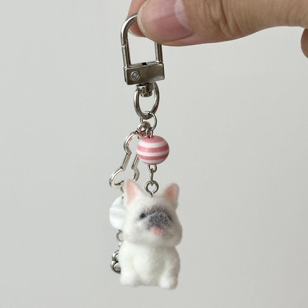 Flocked Puppy & Kitty Doll Bag Charm Keychain - Cute Bear Gift for Girls & Phone Chain Charm