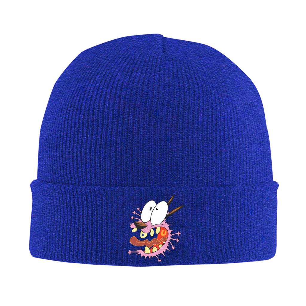Courage Dog  Beanie Hats  Bonnet Hats Female Male Casual Kpop Knitting Hat Autumn Pattern Thermal Elastic Caps