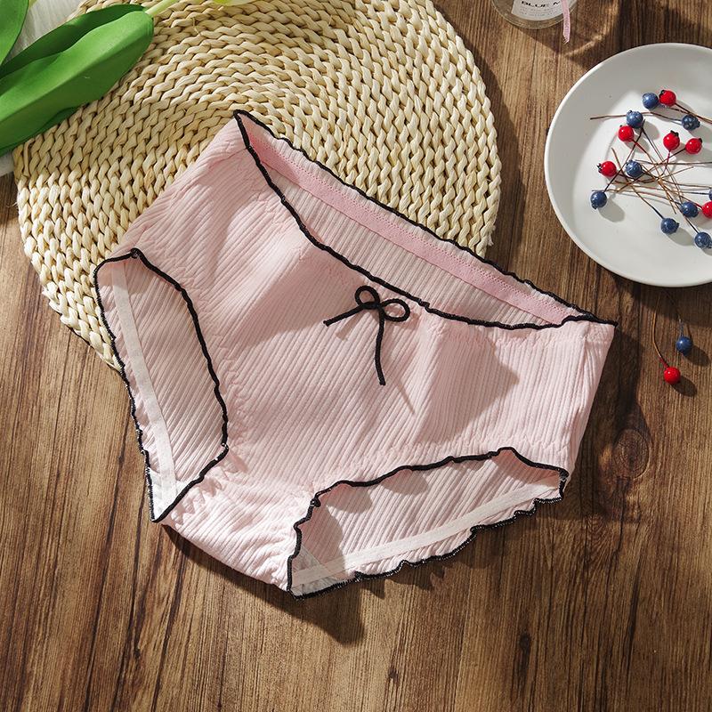 

Нижнее белье для девочек, простые трусики с бантом, кружевные трусики с нитками, хлопковое нижнее белье, треугольные трусики L светло-розовый