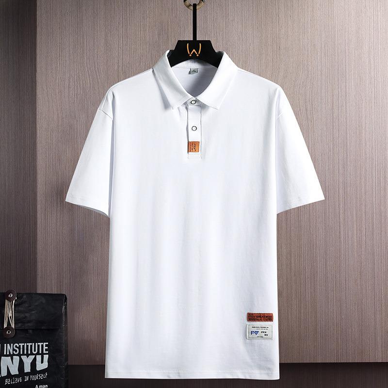 Мужская футболка-поло с коротким рукавом, темно-синяя повседневная топ с контрастной пуговицей, стандартный крой, футболка для активного образа жизни на каждый день M белый