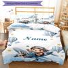 Conjunto de Roupa de Cama com Urso e Nome Personalizado 3 Peças Capa de Edredom com Fecho Inclui 1 Capa de Edredom e 2 Fronhas, Macio e Confortável para Todas as Estações.