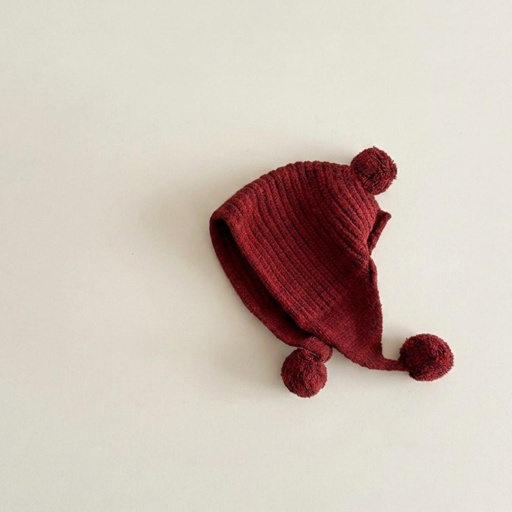 Solid Color Knit Earflap Hat Pom Pom Top Winter Hat Stylish Cold-Resistant Hat  Winter Season