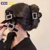 Black Flocking Rhinestone Hair Clip for Women Elegant High Ponytail Shark Clip Fashion Girls Hair Clamp