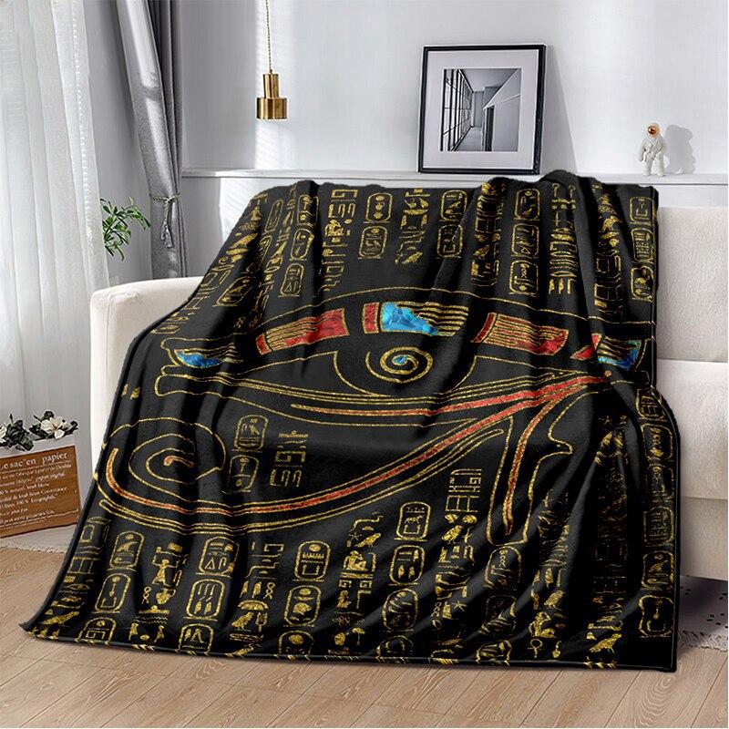 Ancient Egyptian Symbols Digital-printed Polyester Bedroom Velvet Flannel Cover Blanket Fleece Soft Sofa Cover Blankets for Beds