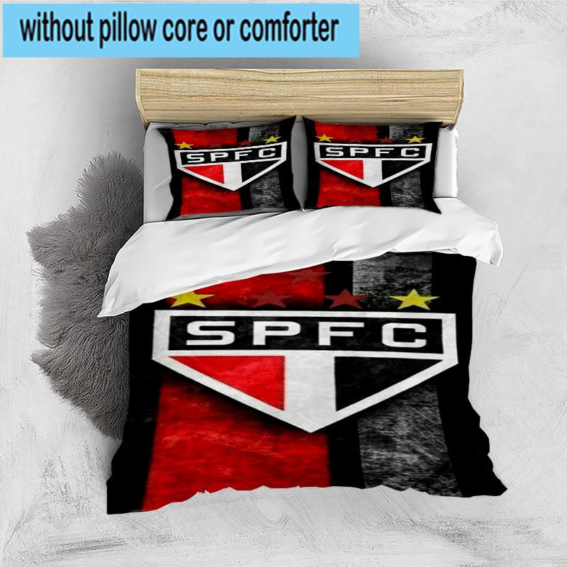 3pcs Paulo Fc Emblem Printed Bedding Set Duvet Cover Closure Includes 1 Duvet Cover & 2 Pillowcases Bedding Sets Home Decor Gifts