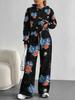 Retro Pattern Splicing European and American Autumn and Winter 1116 Casual Long-sleeved Suit Women's Hooded Sweater Trousers Cover