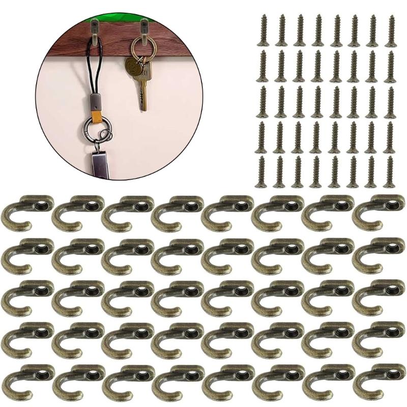 40pack Retros Bronze Iron Hook Featuring Included Hardware For Quick Installation Perfect Gift For Any Space