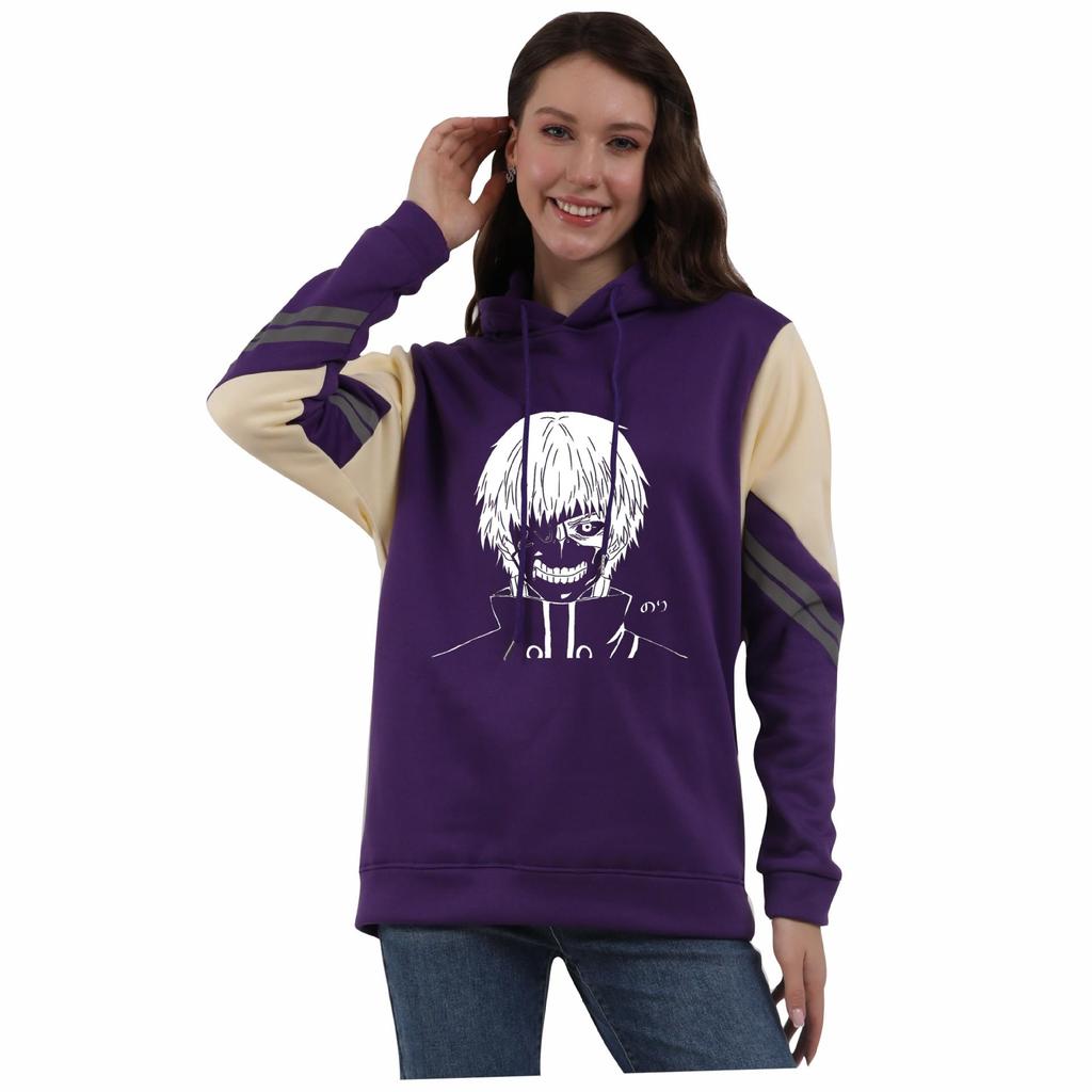 Anime Tokyo Ghoul Unisex Color Block Patchwork Fleece Hoodie (Autumn/Winter).