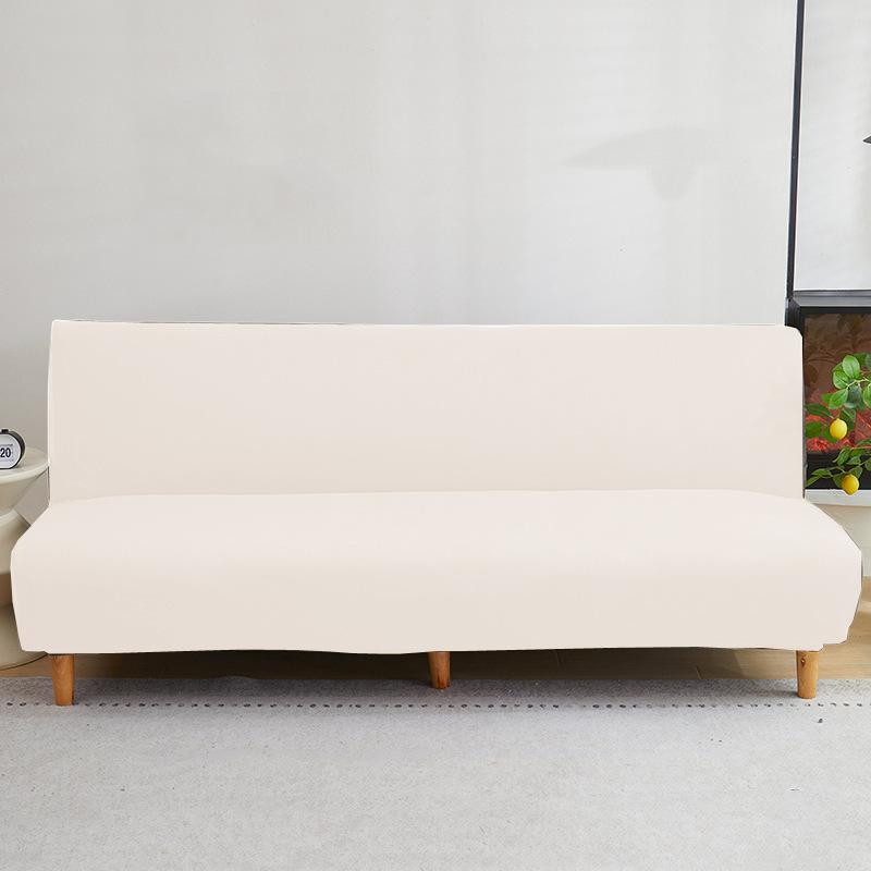 2026 High Elasticity Armless Sofa Cover All-inclusive Household Dust Folding Bed Cover Thickened Fabric Solid Color Sofa Cover