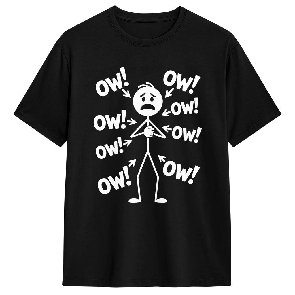Unisex Unisex T Shirt Ow Ow Ow Funny Chronic Pain Awareness Comedy Stick Character TShirts Harajuku Summer Tees Cotton Clothing