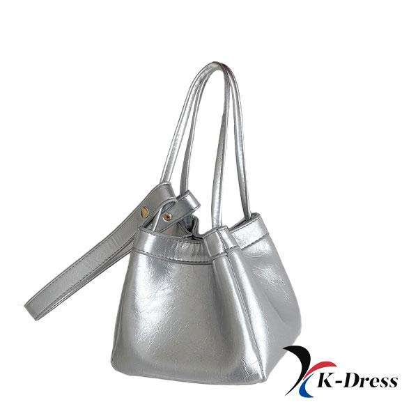 Dvojfarebná štvorcová mini taška obdĺžniková tote crossbody kožená telefónna strieborná taška cez rameno