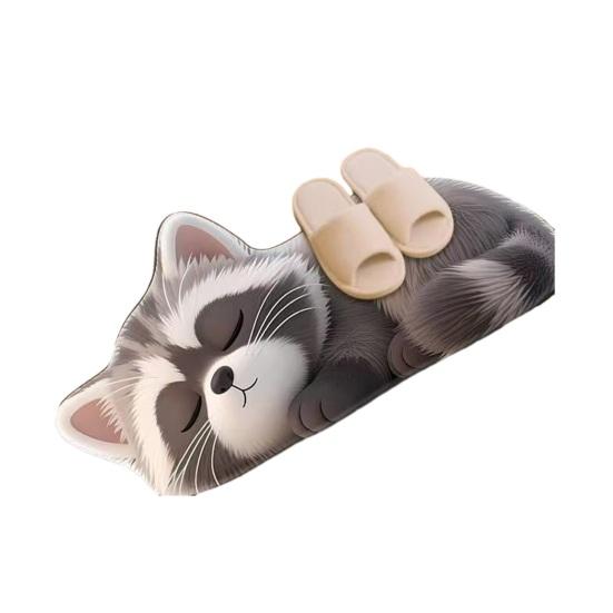 Floor Mat 3D Cartoon Cat Pattern Rug Non-Slip Backing Easy Maintenance Living Room Rug Multipurpose Home Decor