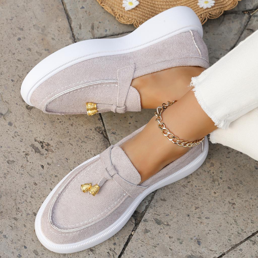 New Lefu Shoes Women's Soft Leather Retro Lazy Man Step On Thick Sole Flat Bottom Comfortable Single Shoe