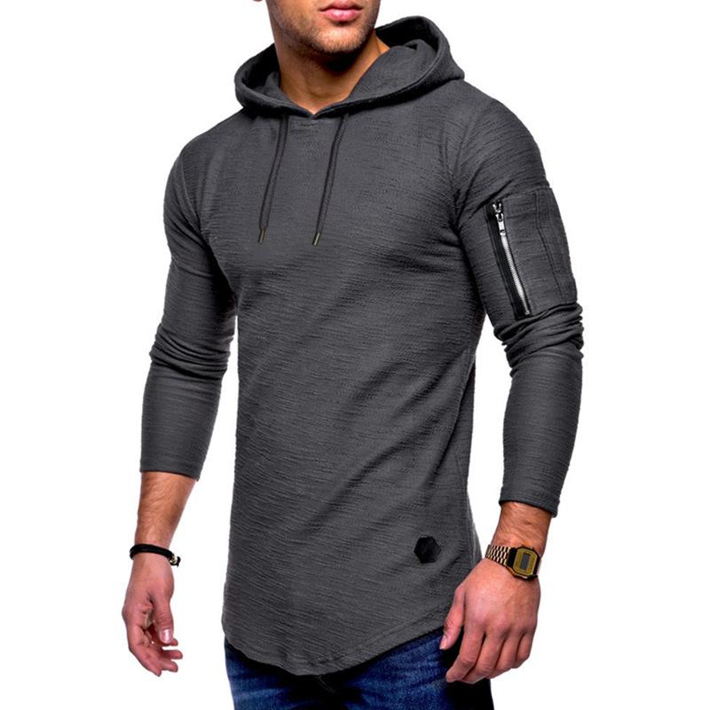 Slim Fit Round Neck Long Sleeved T-Shirt, Men'S Arm Zipper, Personalized Style Casual Base Shirt, Men'S T-Shirt