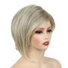 Synthetic Short Blonde Wigs for Women Straight Hair Wig Oblique Fringe Lady Wig Cosplay Halloween Costume Daily Use Wig