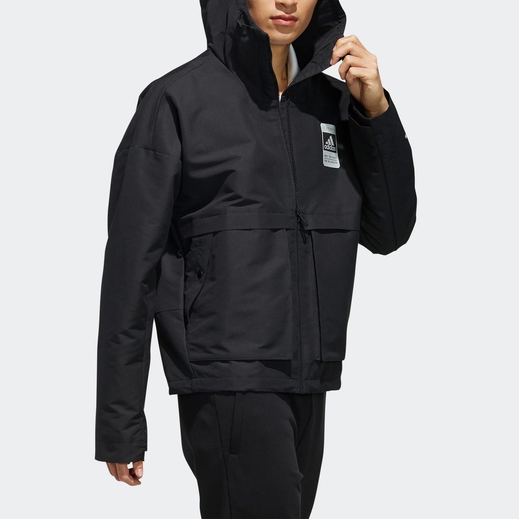 adidas Jackets Men's Black Hooded Moderate Mock Two Piece FJ0181