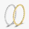 S925 Silver Minimalist Handmade Twisted Ring Thin Band Stackable Jewelry for Women