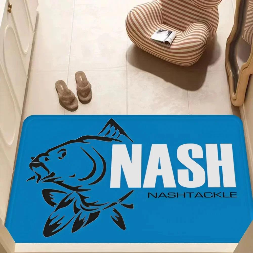 Nash Fishing Logo Floor Mat Kids Room Bedroom Decoration Balcony Anti-Slip Polyester Doormat Living Room Bedside Area Rugs INS