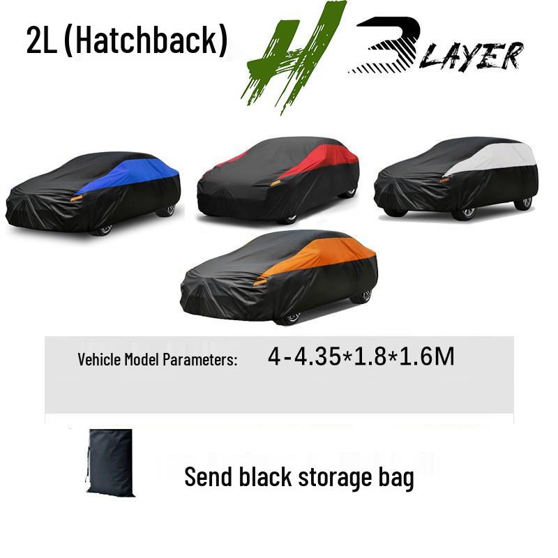 

Color-Block Car Cover 210D/190T - Full Protection from Sun, Rain, and Snow 2L: 4-4.35m чёрный/серебряный