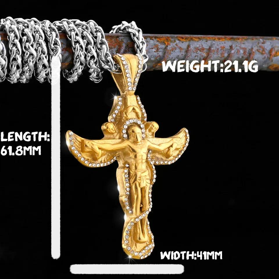 Edelstahl Jesus Kreuz Anhänger Wikinger Halskette Herren Schild Drachentöter Amulett Anhänger Nikolaus Jugend Schmuck