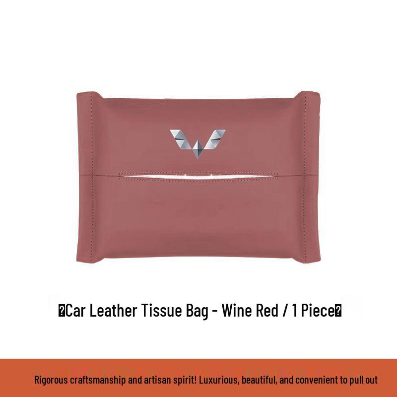 Compatible Tissue Box Bag for Wuling MINI EV, Jiejun, Hongguang, Rongguang Cars - Leather Headrest Pull-out Design