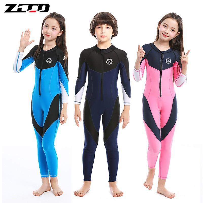 ZCCO Kids Full-Body Rash Guard Wetsuit Swimming Diving UV Protection Quick Dry Long Sleeve Unisex Child Swimwear