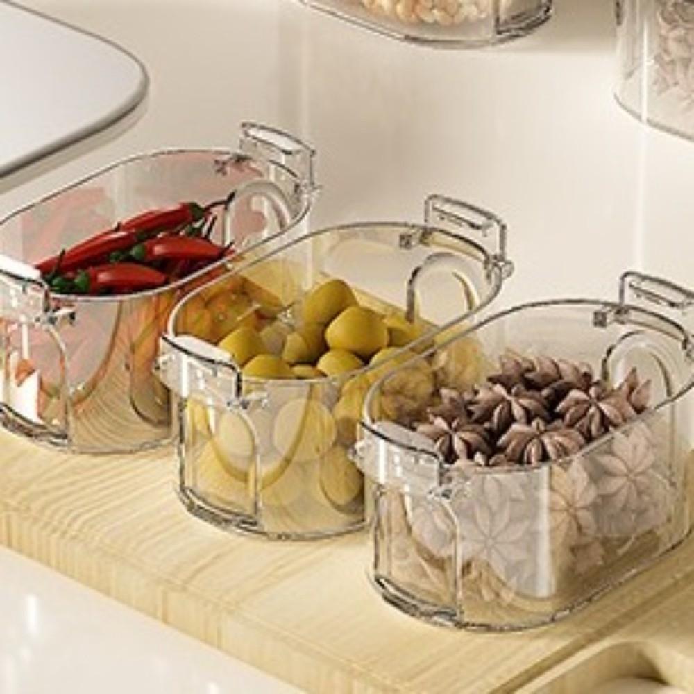 Stackable Salt Jar Transparent Spice Organizer Kitchen Storage Tools Food Storage Box  Tea Coffee