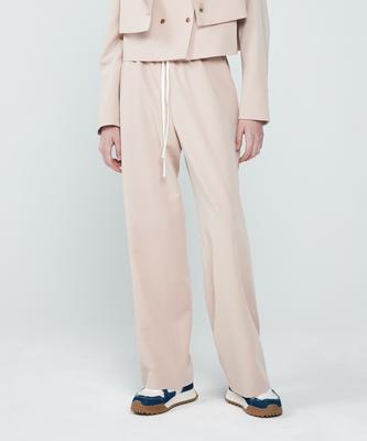 DEPASION Color Block Semi-Wide Elastic Waist Slacks (Pink)