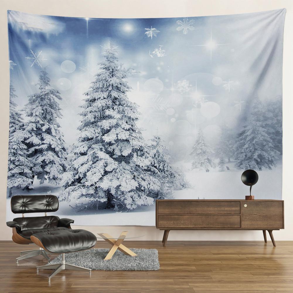 

Зимний снежный лес гобелен пейзаж настенный гобелен красивая спальня гостиная украшение занавеска 100X75CM