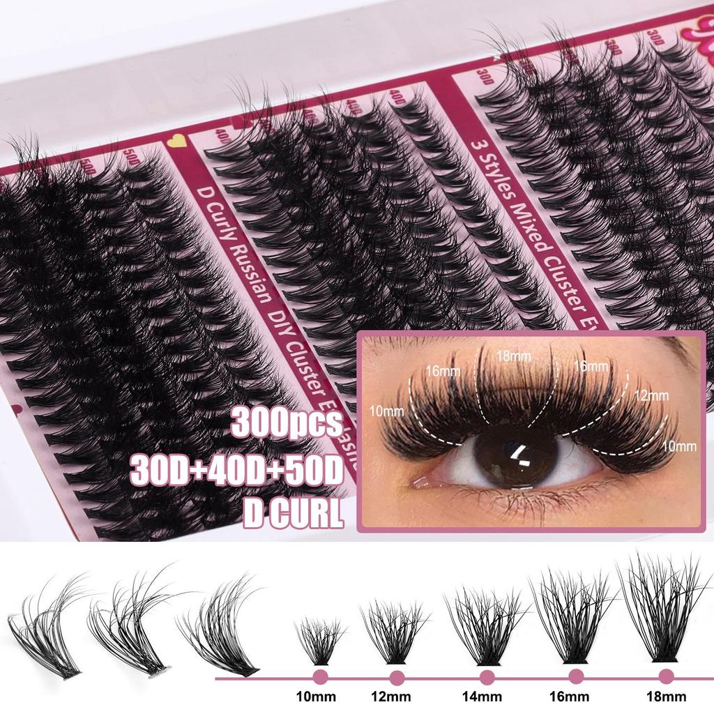 DIY Dense D-Curl False Eyelash Extension Set - Fluffy, Segmented & Curled Doll Lashes