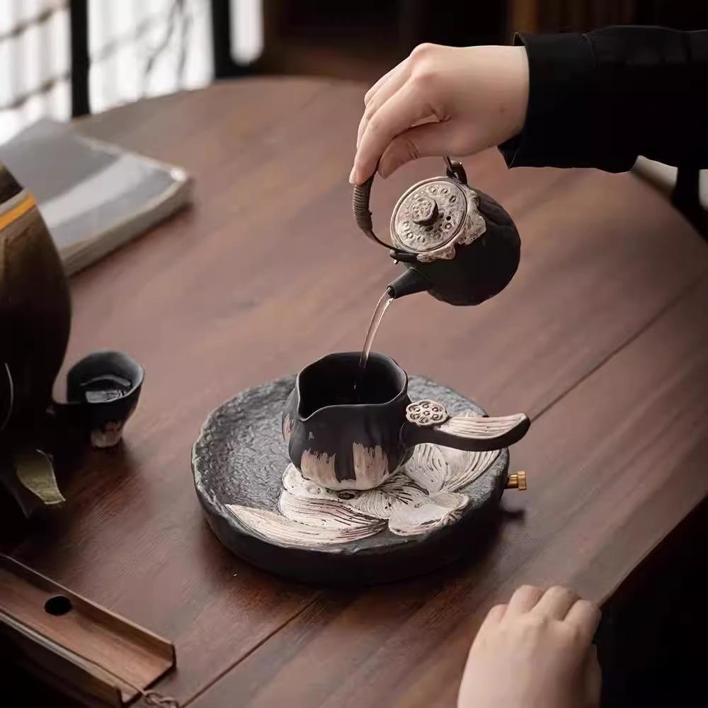 High End Luxury Kung Fu Tea Set Home Handmade Ceramic Teapot Tea Cup Gift Box Set Three Styles To Choose From