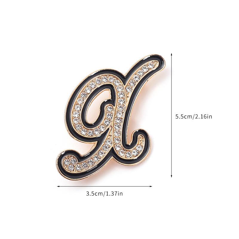Fashion Women Rhinestone Brooch A-Z English Letter Metal Corsage Pins Crystal Alphabet Jewelry Shirt Clothes Accessories Gift