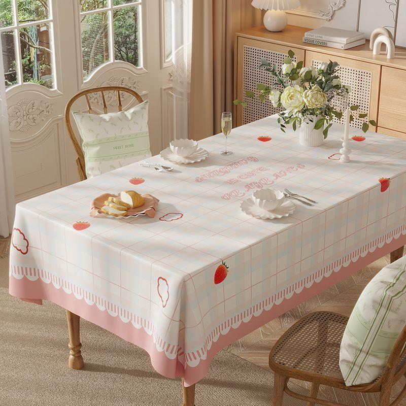 Dining Table Tablecloth Waterproof And Oil-Proof Leave-In Dining Table Mat Rectangular Pvc Dining Table Cloth Light Luxury High-End Coffee Table