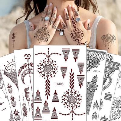12 Sheets Henna Tattoo Stickers, Butterfly Mandala Flower Flower Tattoo Henna Designs Festival Vacation Makeup Hand