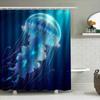 Stunning Blue Jellyfish Shower Curtain For Modern Bathrooms Waterproof Fabric With Fringe Design Perfect Decorative Touch