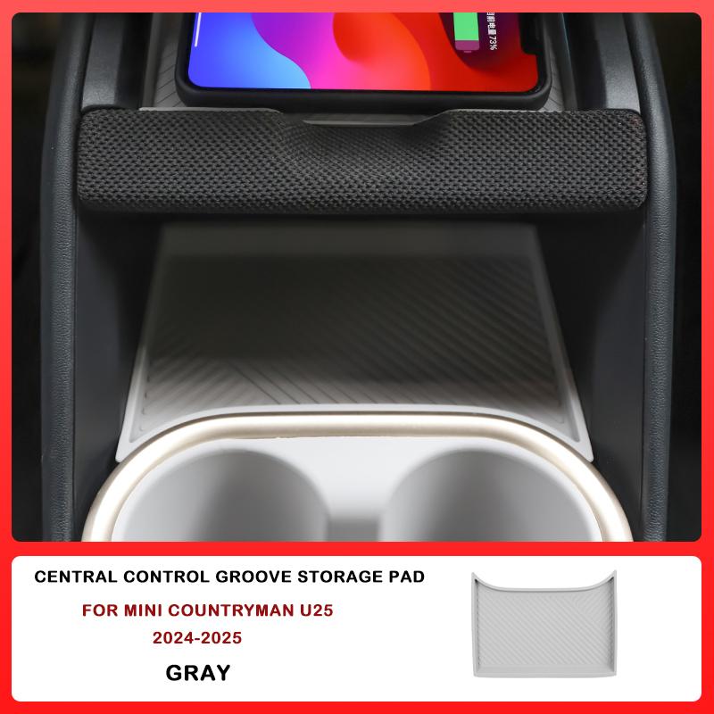 For Mini Cooper U25 Countryman Car Dashboard Storage Box Central Control Storage Wireless Charging Silicone Pad Auto Accessories