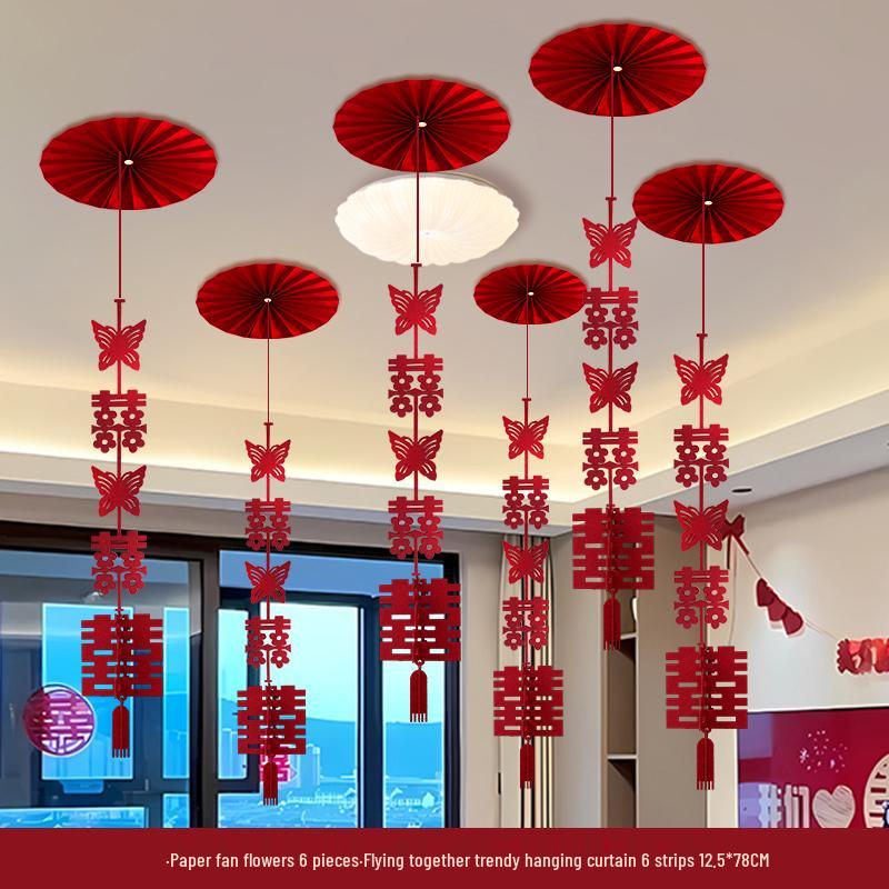 

Double Happiness Wedding Ceiling Flowers – Bride & Groom Room Décor