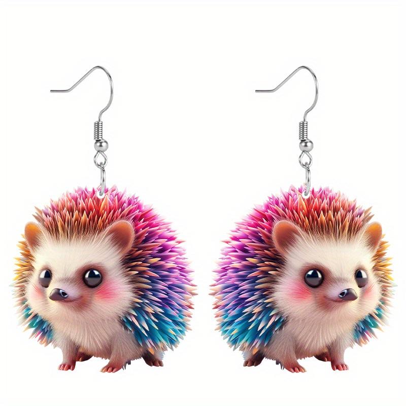 Cute Colorful Hedgehog/Parrot Acrylic Earrings for Women Chic Personality Earrings Cool Earrings Animal Earrings Charming Evergrande Earring