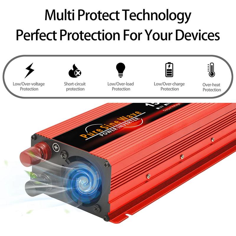 Power Inverter Dc 12V to Ac 220V 2000Watt Car Power Inverter 2200W Convert Generator Electric Inverter