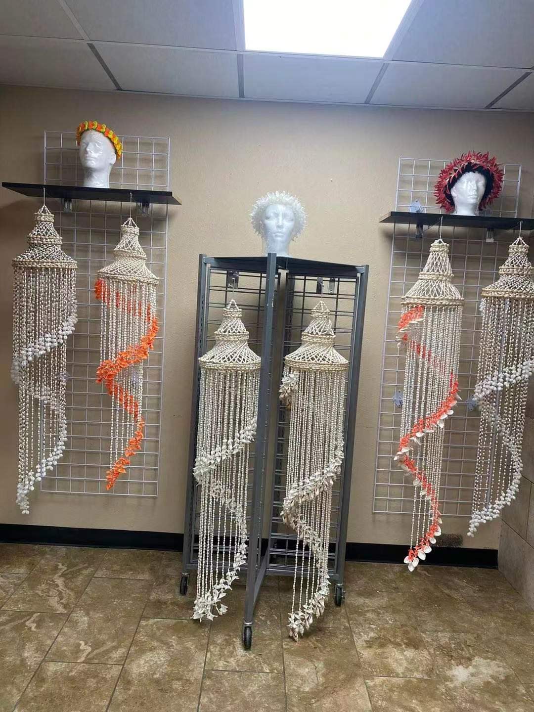 Natural Seashell Large Spiral Wind Chime in Door and Outdoor for Home Decoration (as the picture,One Size)