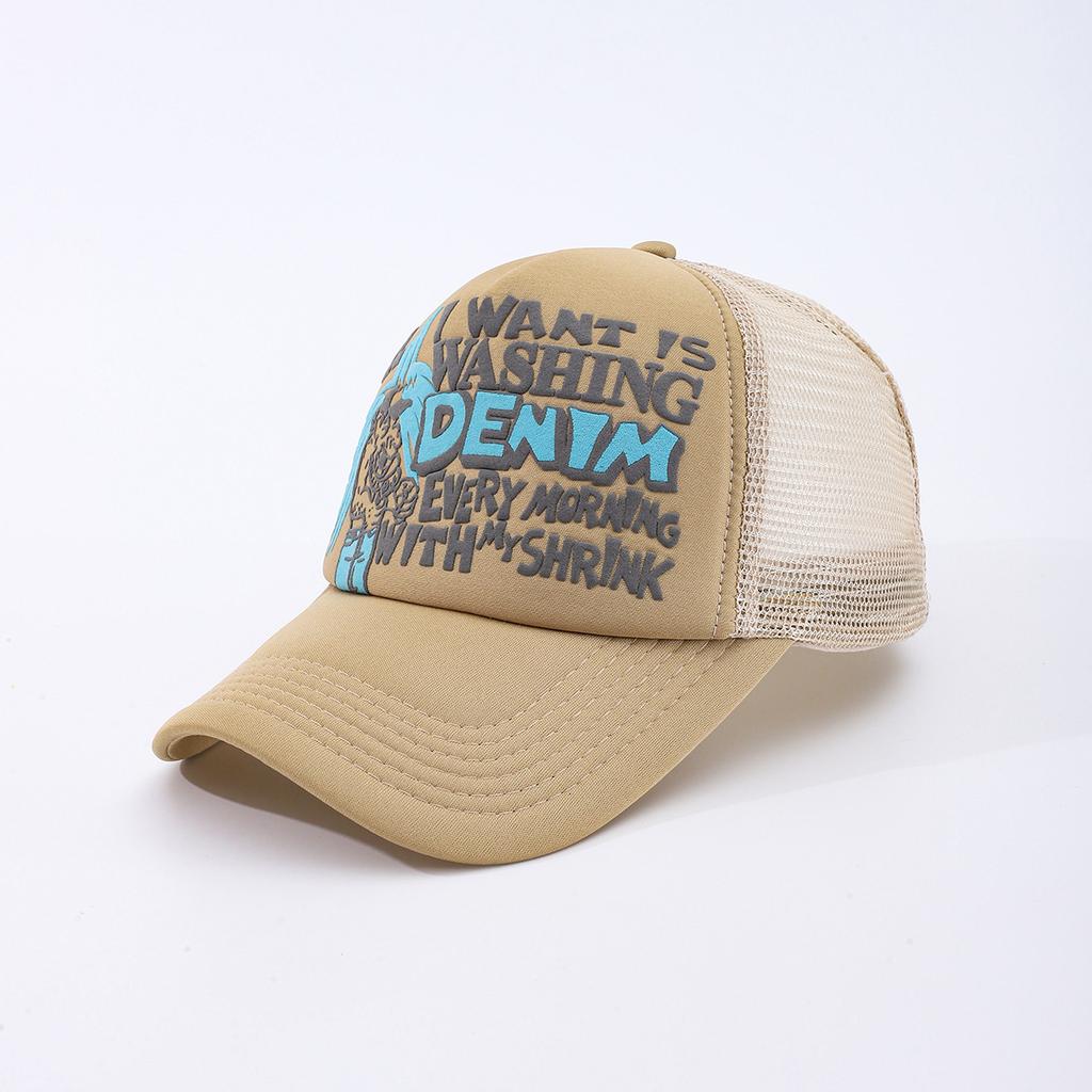 Letter Three-Dimensional Printing Sun Hat, Male And Female Couples Net Hat, Truck Hat, Versatile Breathable Baseball Cap