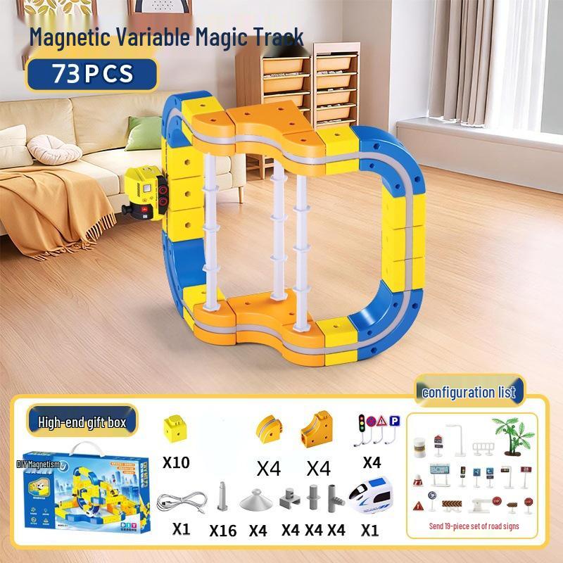 International Children's Educational Magnetic Building Blocks High-speed Rail Toy Train.