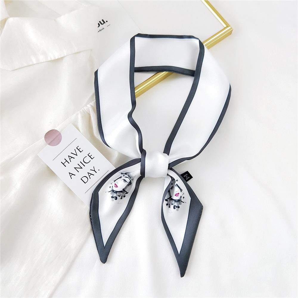 Decorative Simple Texture Silk Scarf Women'S New Style Spring And Autumn Summer Fashion Versatile Headscarf Work Scarf