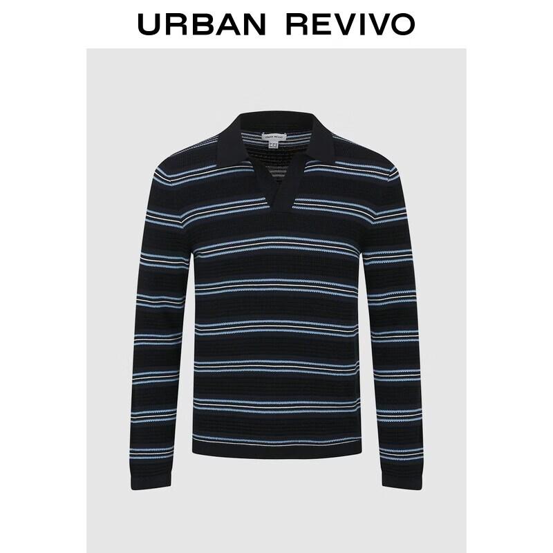 UR Men's Color-Block Stripe Polo Knit Sweater