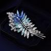 Marquise Stone Brooch Pin with Leaf Shape, Silver-Tone Branch Setting and 8 Cm Size for Lapel, Coat or Dress Accent