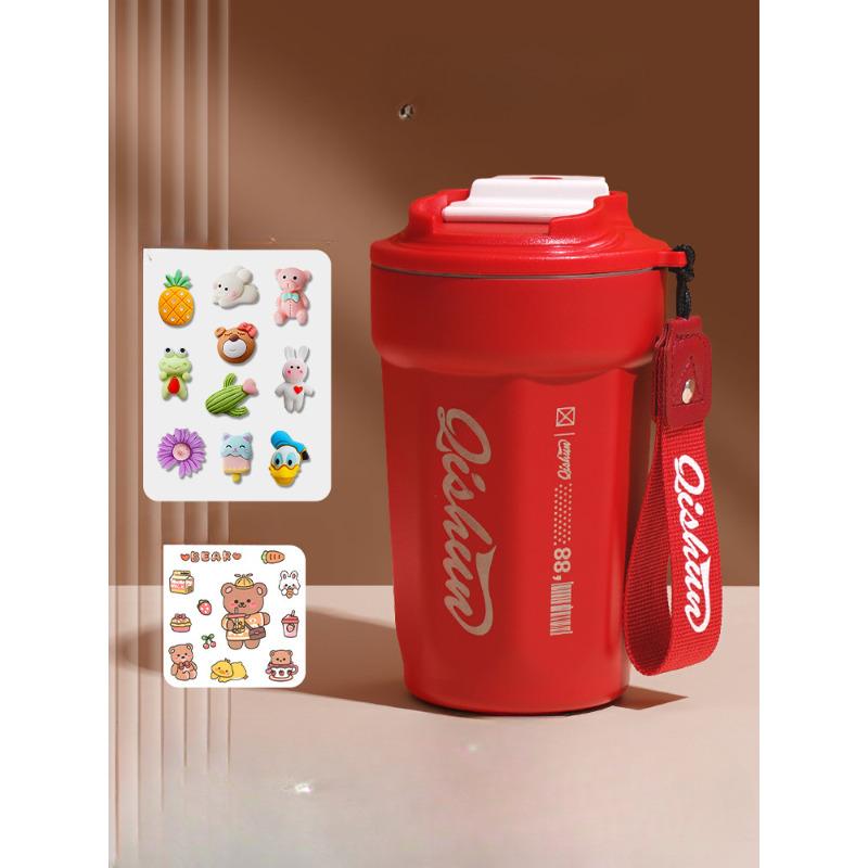 Coffee Cup 316 Double-Layer Stainless Steel Insulation Vacuum Cup Outdoor Traveling Coke Cup Mesh Red Grape Rope Vehicle-Borne Cup